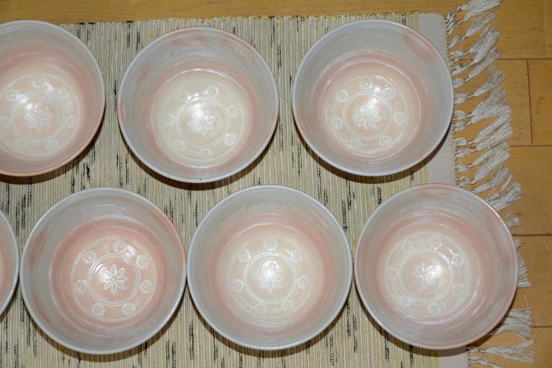 茶道具　数茶碗　９個　御本三嶋茶碗　田中渓峰造　共箱付　中古品　送料込み