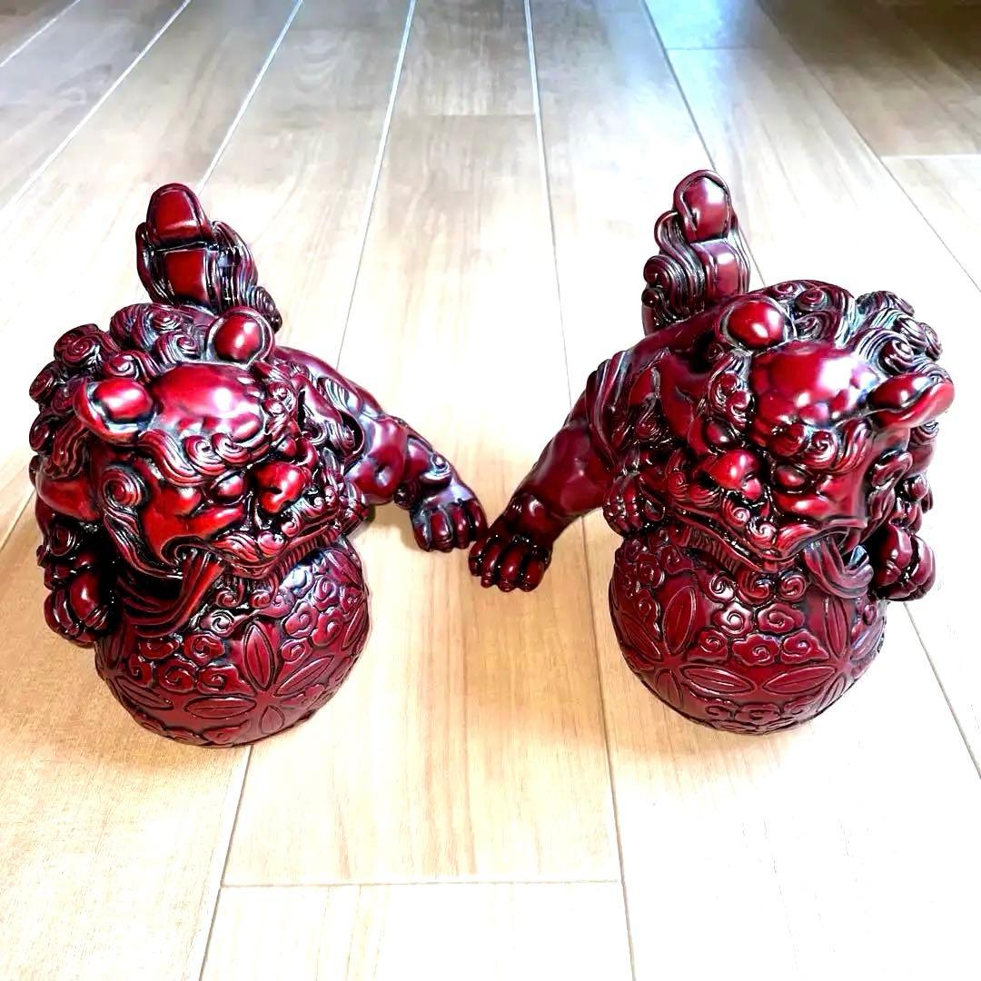 アンティーク　中国　寿山石　獅子一対　置物