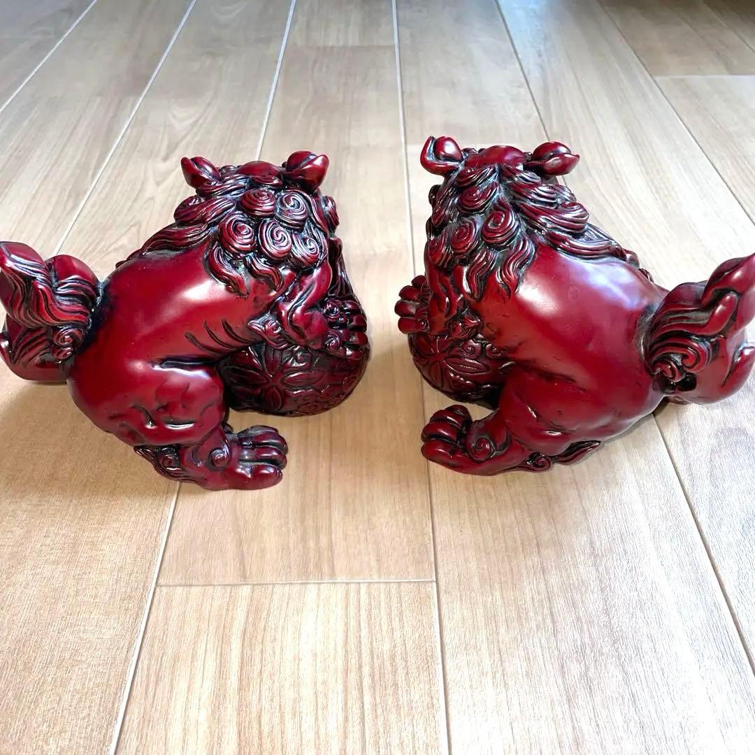 アンティーク　中国　寿山石　獅子一対　置物