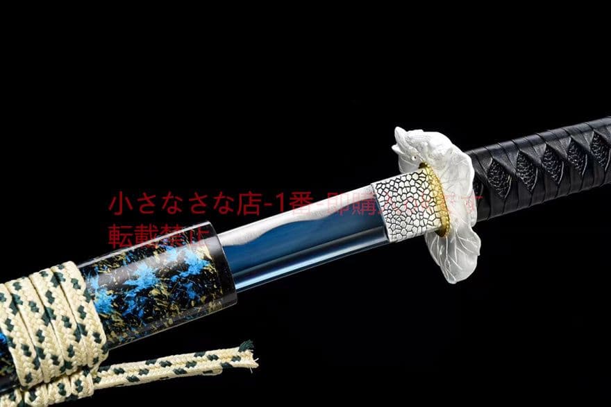 青武士刀「荷影」の炭化鋼焼き   古兵器 武具　刀装具　日本刀　模造刀 居合刀