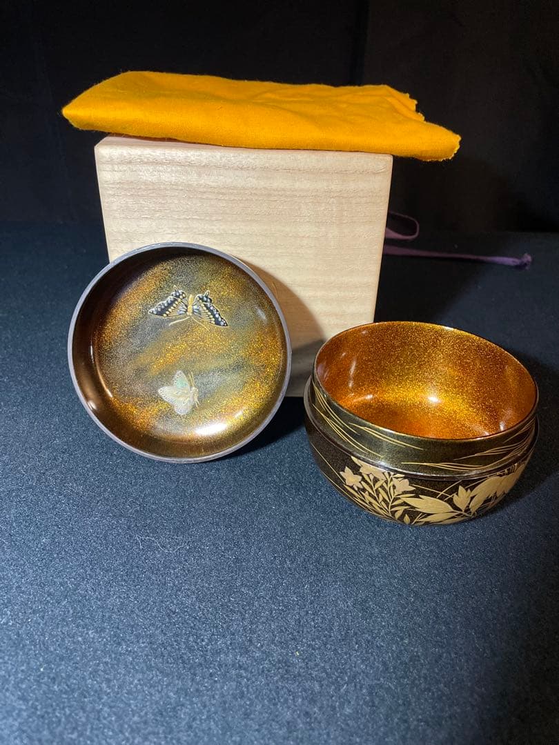 株式会社　サンシャイン新品未使用　最高級本金　能登輪島 螺鈿金蒔絵花草蝶々