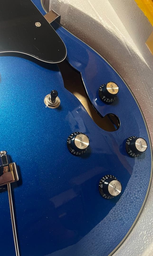 セミホロウボディ ステンレスフレット メタルフィニッシュ(ブルー)