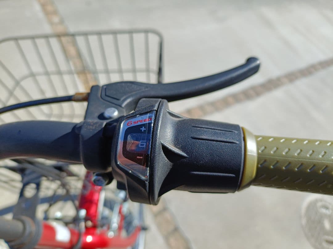 シティサイクル 赤 カゴ付き