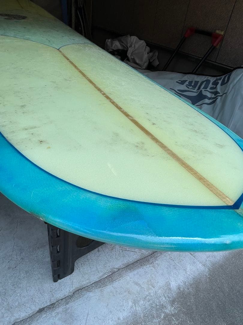 ロングボード 9'6\" 青ハードケース、フィン&リーシュコード付き　引き取り限定