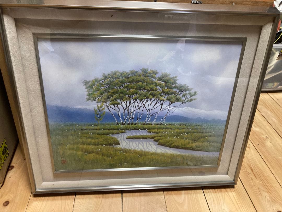 沢田契『尾瀬の朝』P10号／額装 絵画 東美社