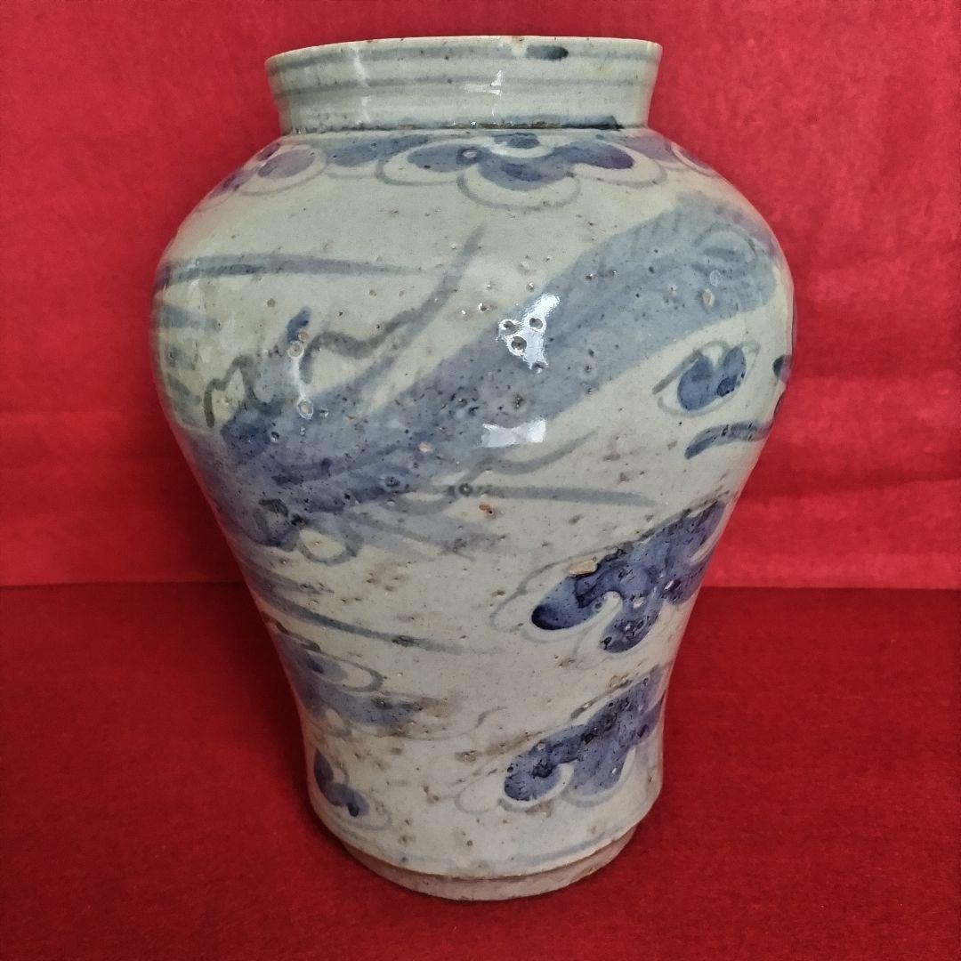 朝鮮美術　李朝期　官窯　分院窯　李朝青花鳳凰紋壺　提灯壺