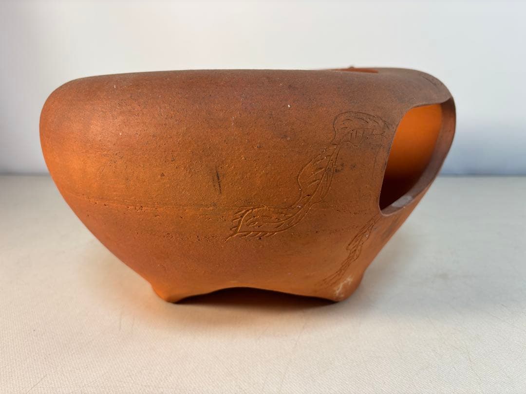 陶器製茶道具 鳳凰風炉　茶釜　敷板(皿)付き