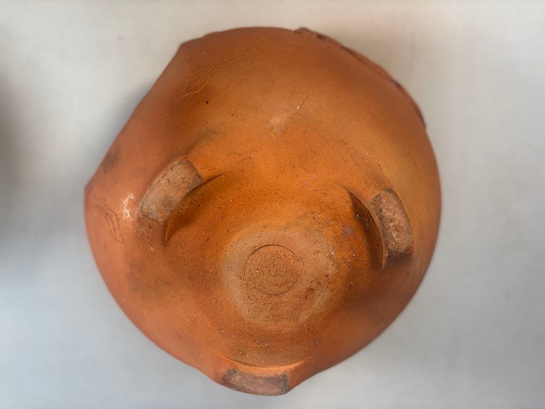 陶器製茶道具 鳳凰風炉　茶釜　敷板(皿)付き