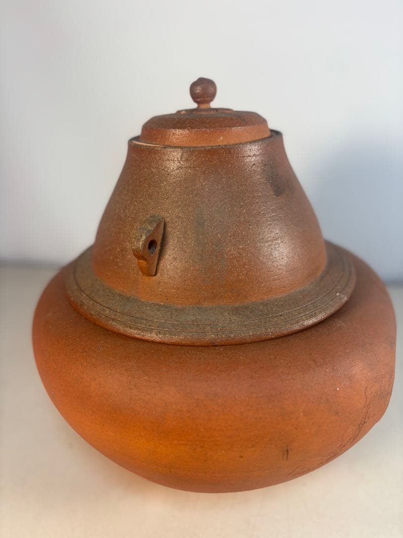 陶器製茶道具 鳳凰風炉　茶釜　敷板(皿)付き