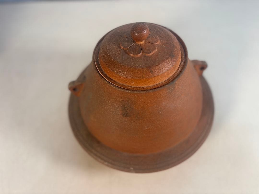 陶器製茶道具 鳳凰風炉　茶釜　敷板(皿)付き