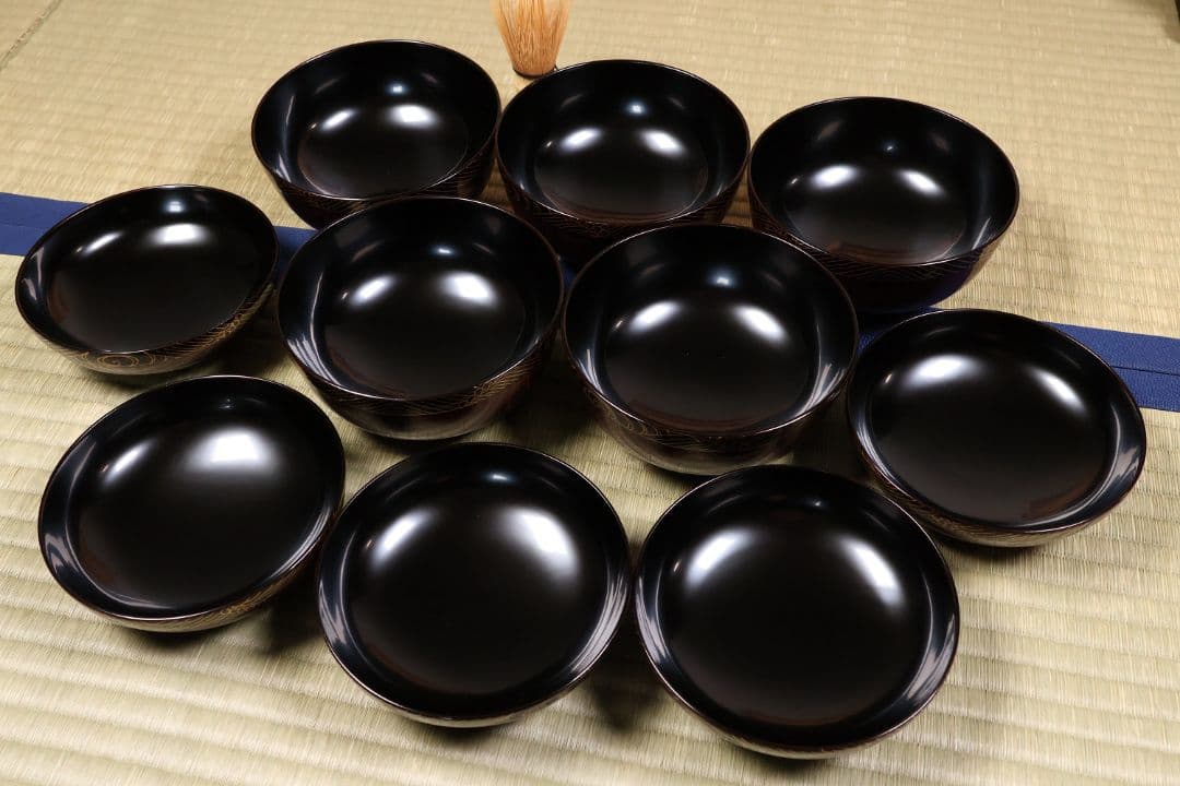 良好 懐石道具一式 木製漆器 各種椀 引き盃 盃台 折敷 四方膳 欅 CM183