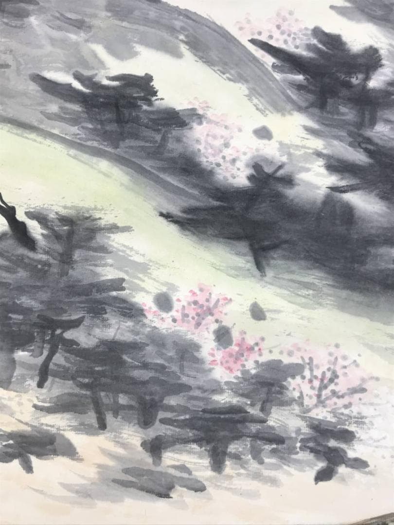 【真作】矢野鉄山/矢野鐵山/春景朝爽/山水図/掛軸/名家伝来/AD-910