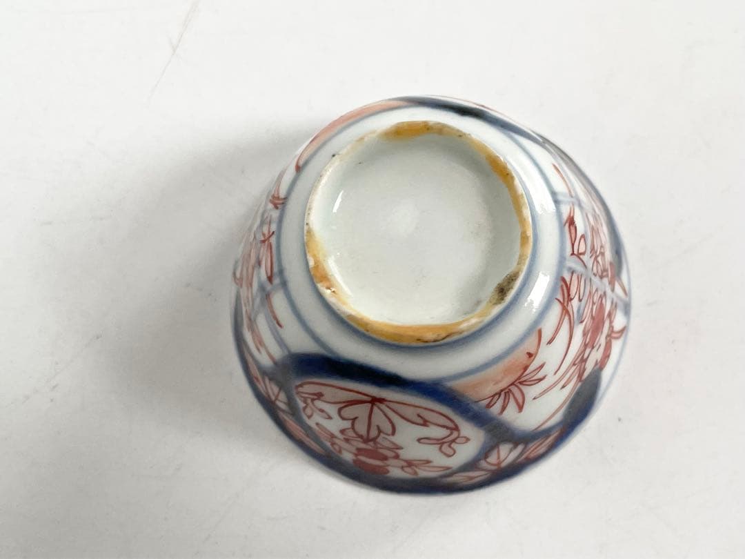 骨董　アンティーク　古伊万里　輸出伊万里　色絵　猪口　盃　酒器　カップ　輸出手