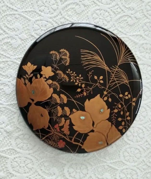 輪島塗　金蒔絵　菓子器　お盆付き　工芸品