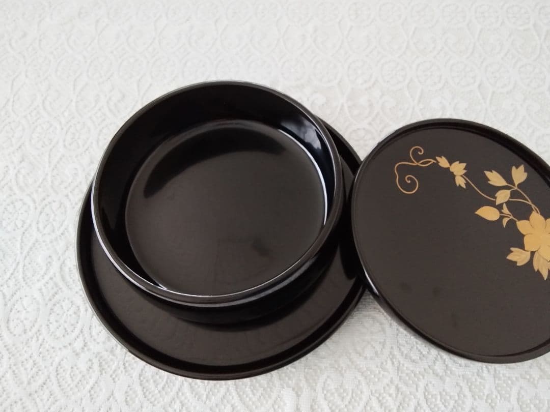 輪島塗　金蒔絵　菓子器　お盆付き　工芸品