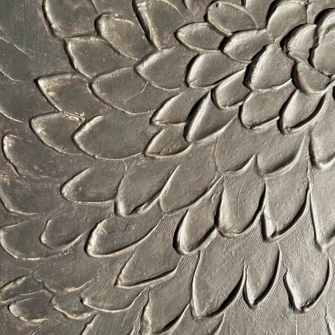 ★秀作★ 手書き油絵 シルバーペタル 肉筆絵画 インテリア 油彩画