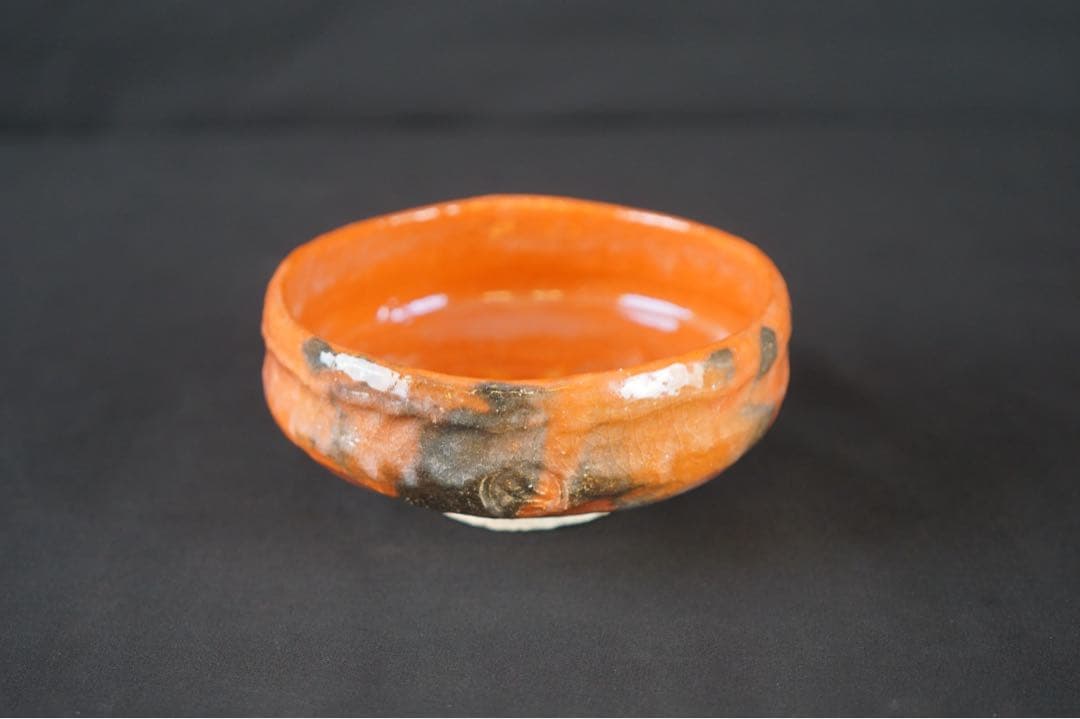 紫野焼 数印 赤平茶碗 藤井誡堂書付 銘 水月 共箱 京都 茶道具