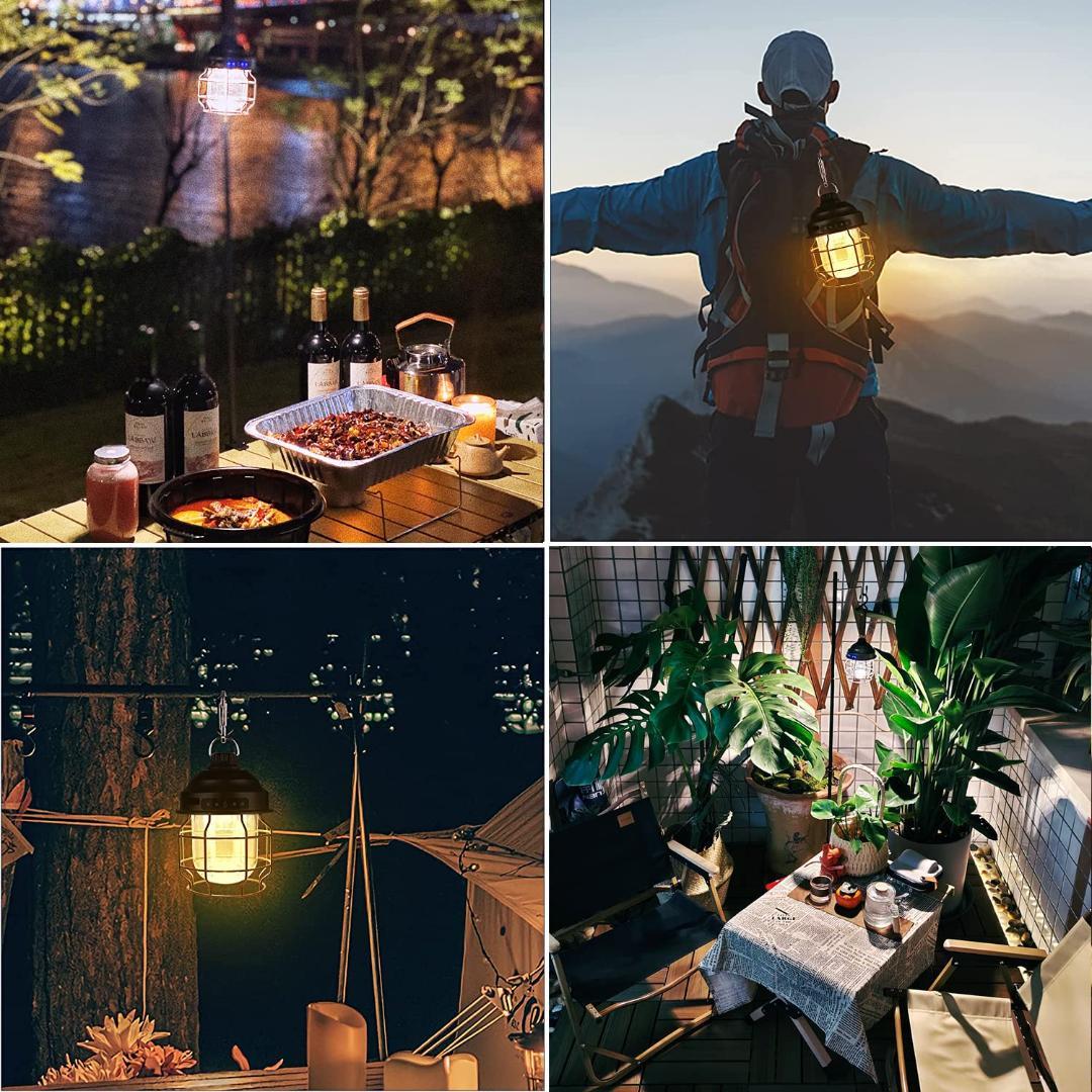 アウトドア 3色調光LEDランタン USB充電 軽量IPX4防水