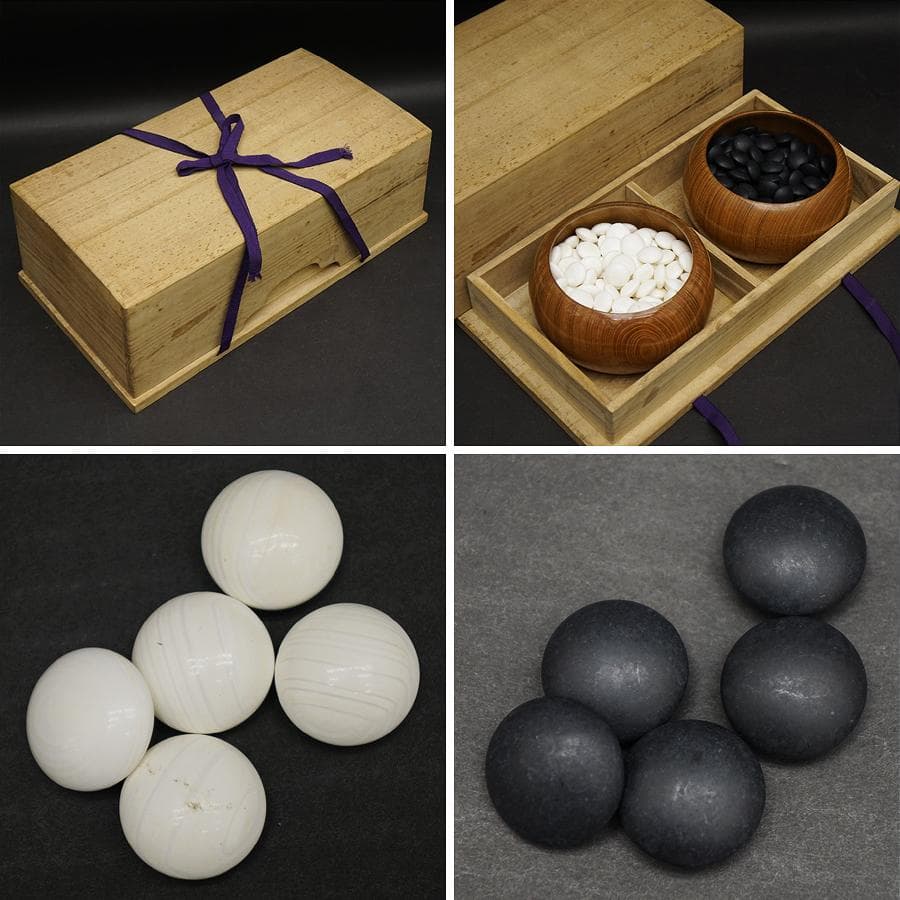 碁石 蛤 38号 那智黒 高級 囲碁 白石 黒石 碁笥付き 桐箱 特大碁石