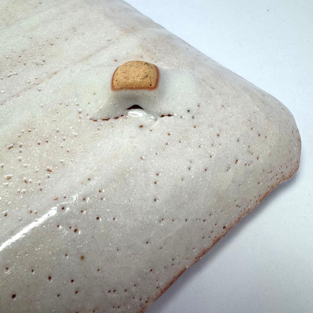 新品未使用 城窯 志野焼 柴田増三 四方皿 伝統工芸 陶芸 共箱 説明書