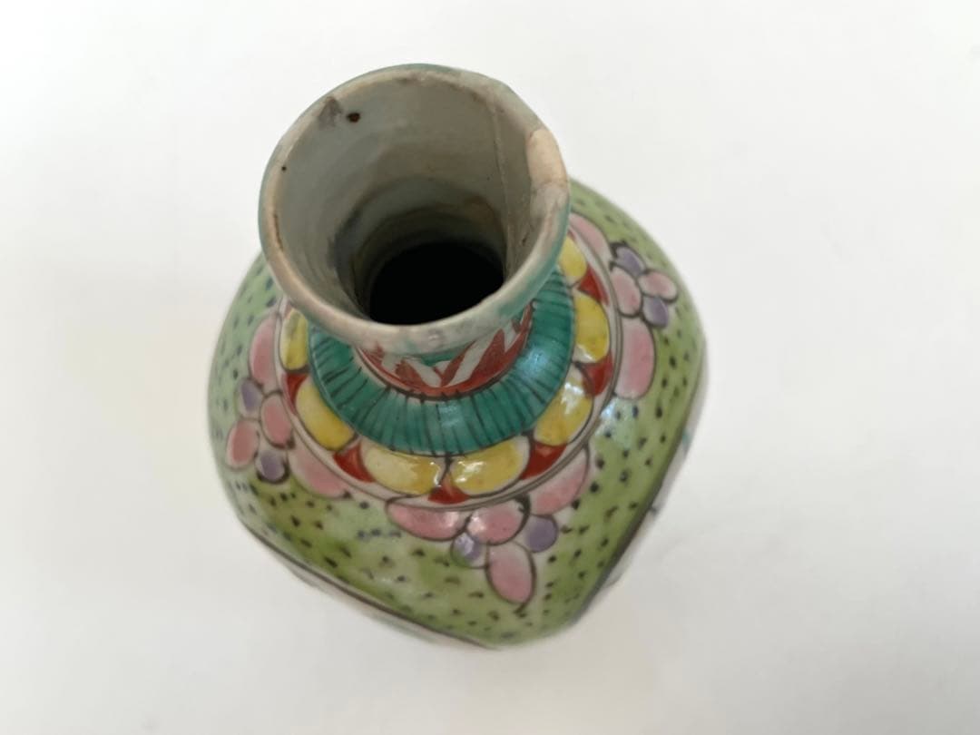 #1 骨董　アンティーク　保命酒徳利　鞆徳利　岩谷焼　色絵　花瓶　花入