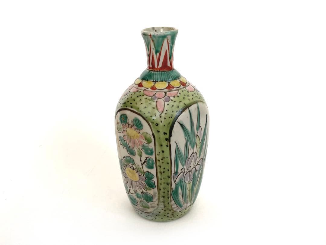 #1 骨董　アンティーク　保命酒徳利　鞆徳利　岩谷焼　色絵　花瓶　花入