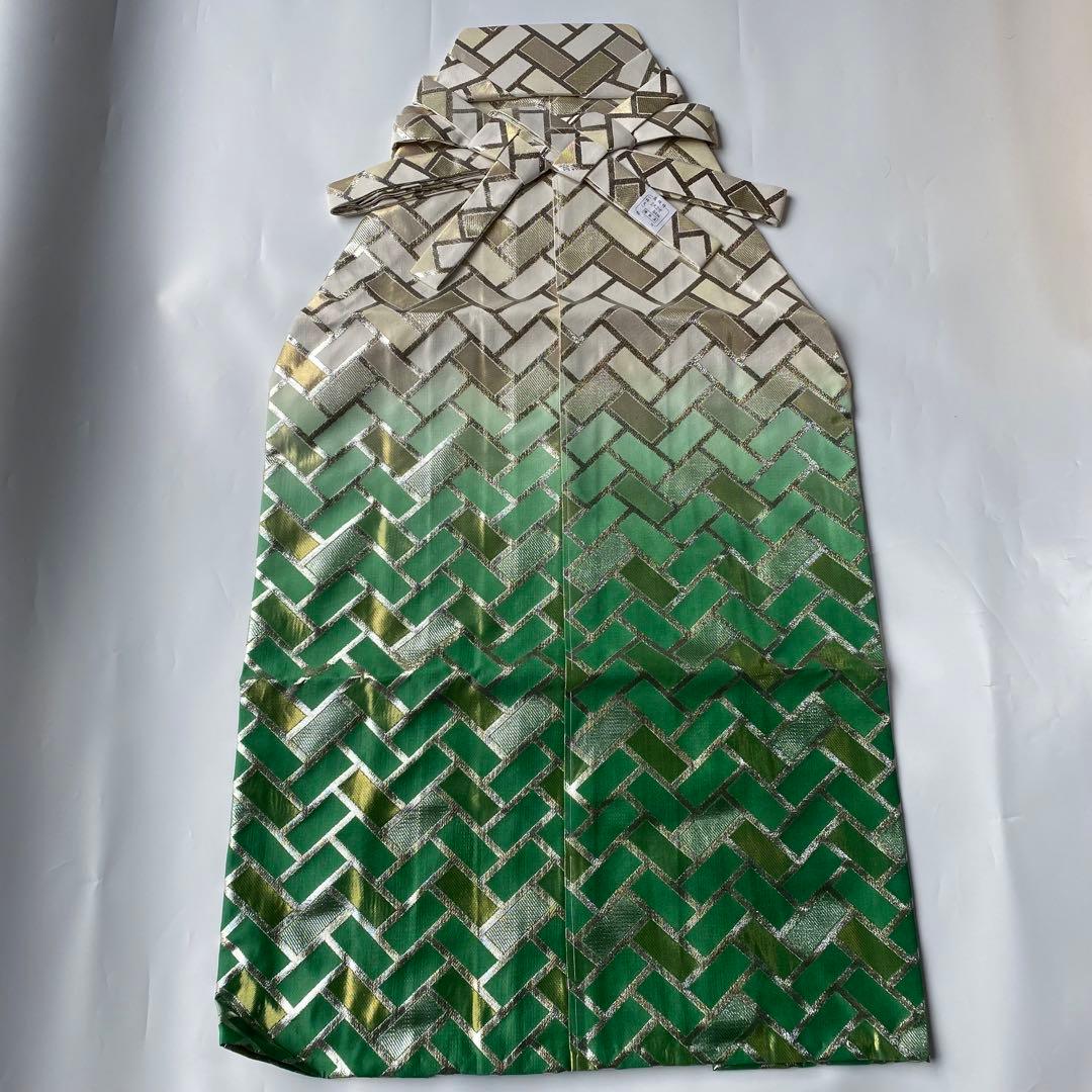 (7-44)馬乗袴　2尺2寸 白　緑　グラデーション　金　金蘭　詩吟　舞踊　踊袴