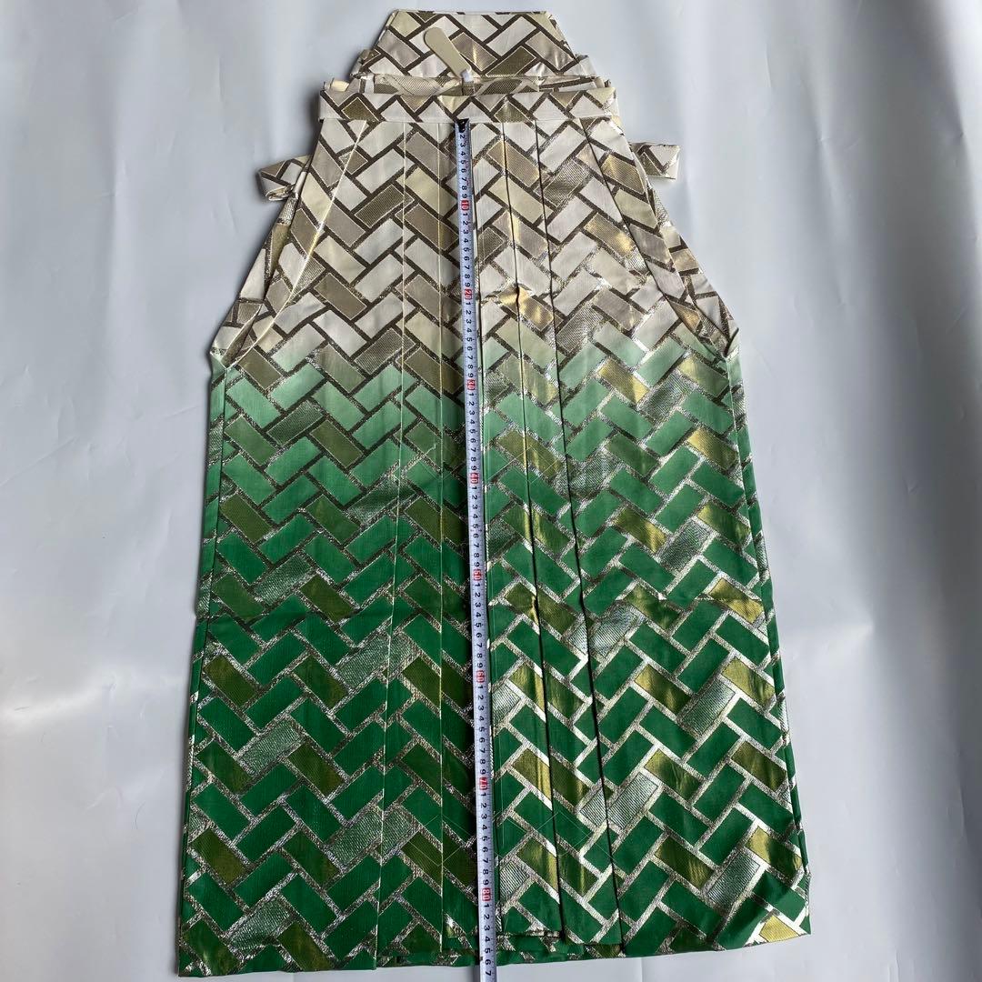 (7-44)馬乗袴　2尺2寸 白　緑　グラデーション　金　金蘭　詩吟　舞踊　踊袴