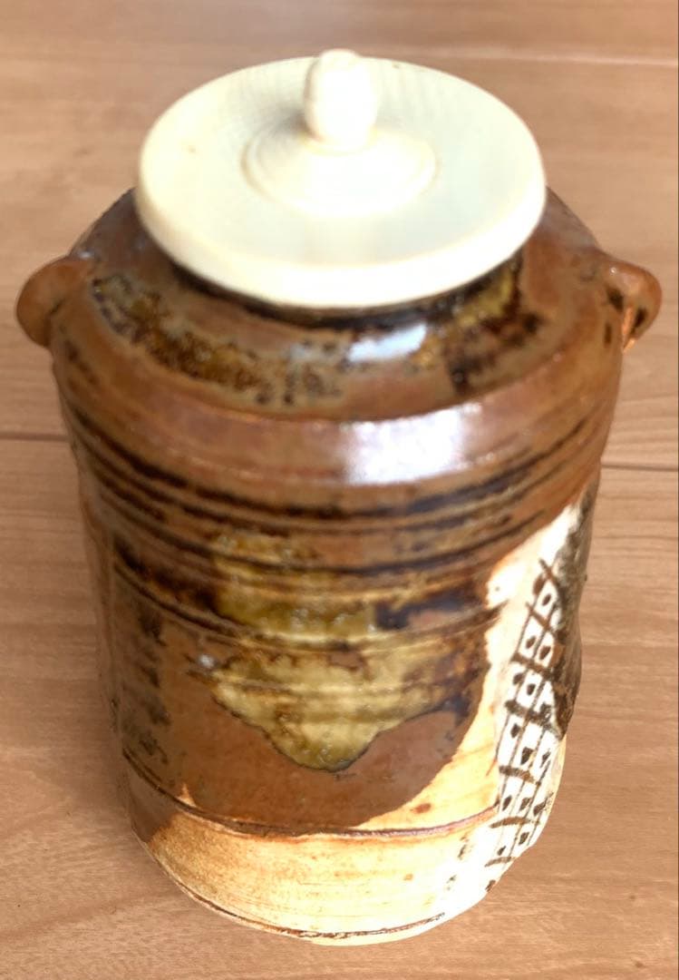 【新品】茶道具 織部耳付茶入　　　　　　　　　　　　　山十窯　加藤光右衛門作