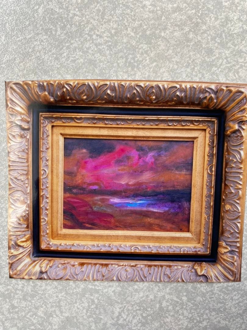 最終価格　油彩画菊地正則　「遥かなる地空」F4 額付き　美しさ　迫力　癒し　美品