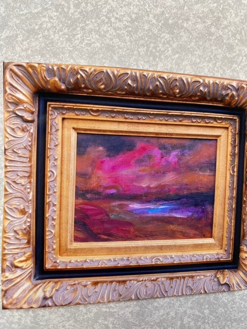 最終価格　油彩画菊地正則　「遥かなる地空」F4 額付き　美しさ　迫力　癒し　美品