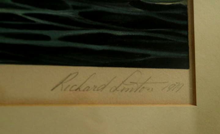 額装品　リトグラフ　R.リントン作　「中国への航海」フランクリン画廊　佳品　稀少