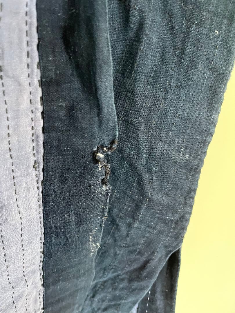 貴重！骨董 手縫い ビンテージ 藍 襤褸 ボロ 絣 刺し子 古布 半纏 はっぴ