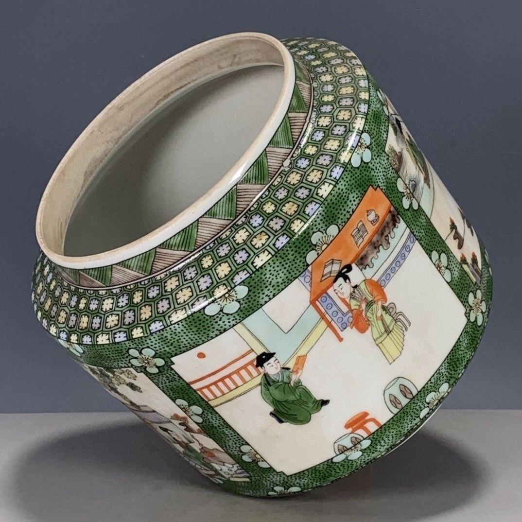 パステル人物故事紋缶 茶道具 景徳鎮 陶磁器 装飾品 現代工芸品 美術品 置物