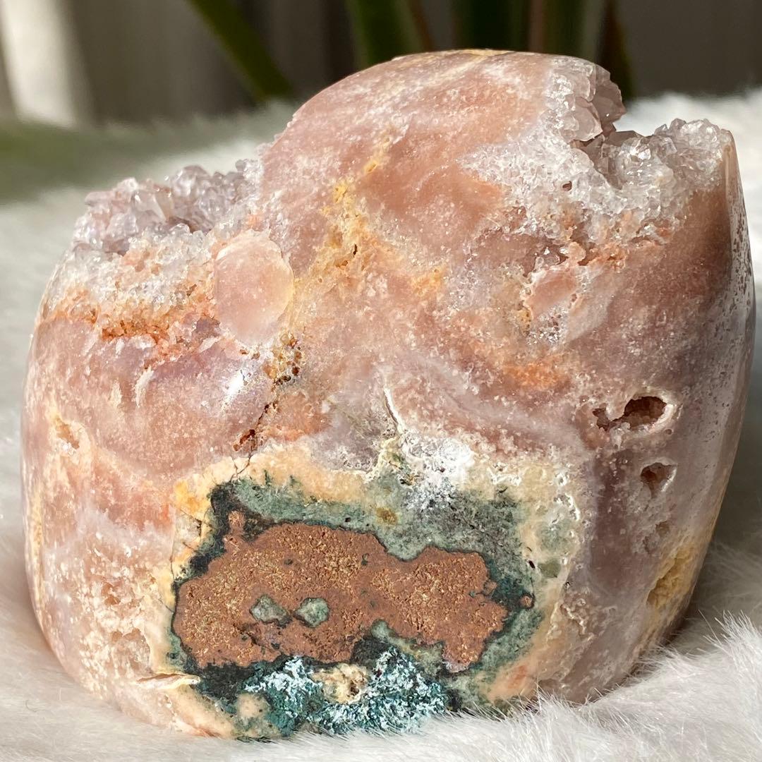 【 天然石 ピンクアメジスト ドゥルージー 原石 ドーム 約670g】