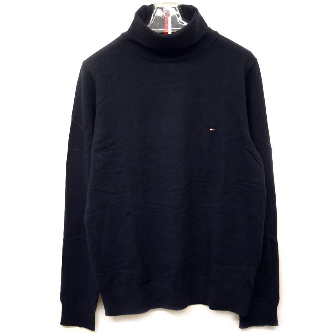 トミーヒルフィガー カシミヤ混 タートルネック ニット ネイビー L ゴルフ