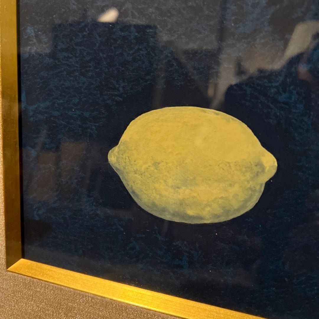 佐藤昌美　花とレモン 日本画 約60cm x 50cm