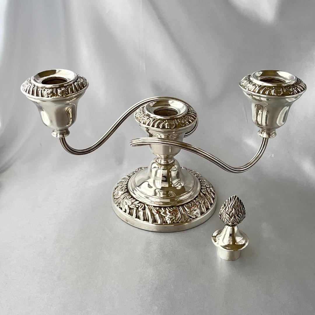 【英国】ビクトリアン キャンドルスタンド トリプルホルダー 火消し