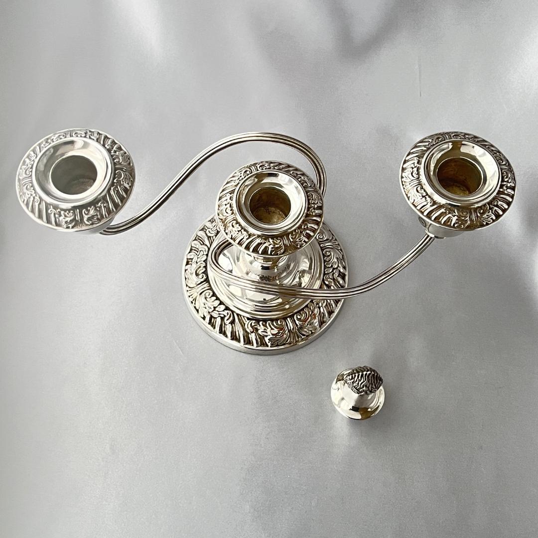 【英国】ビクトリアン キャンドルスタンド トリプルホルダー 火消し