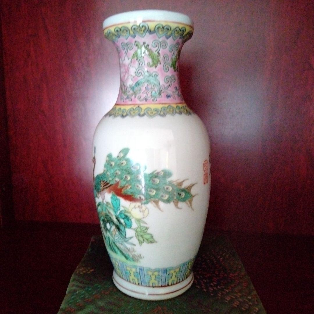 貴重中国骨董陶芸中国七十年代景徳鎮最高級手造り陶磁器 国営手工精製花瓶　 在銘