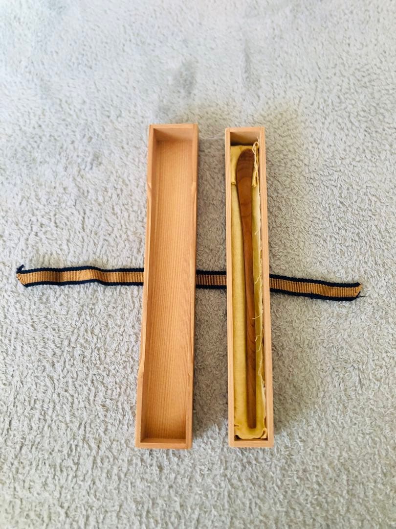 茶杓 茶道具 飛騨 一位木 松喜斉作 共箱 桐箱入り 銘木 新品