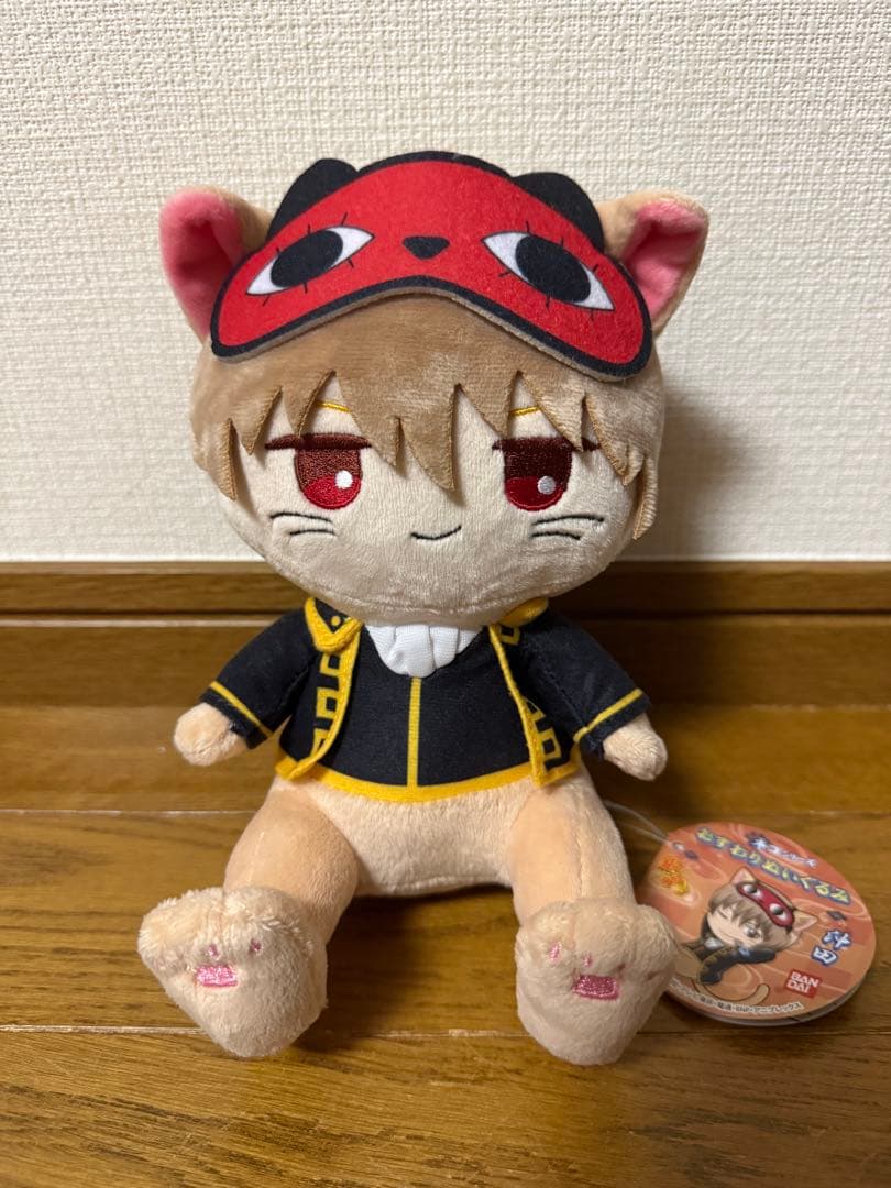 猫耳デザインの沖田ぬいぐるみ タグ付き