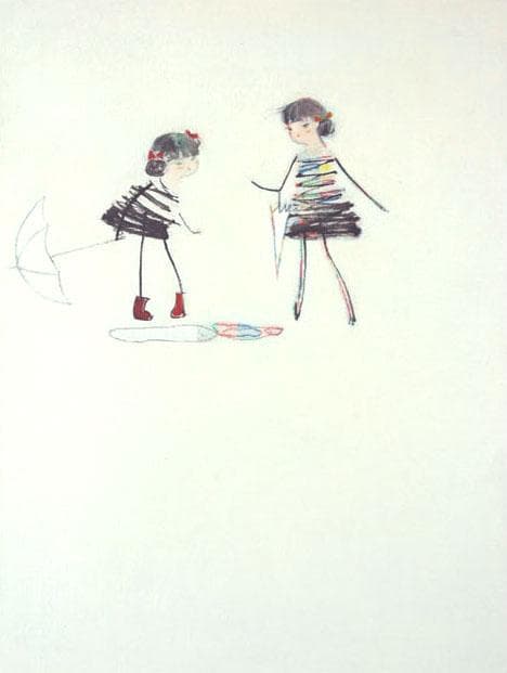 油絵 絵 絵画インテリア 額付(黒) F4-040314 子供たち 雨あがり