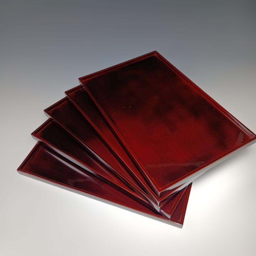 輪島塗　光栄堂　点心盆5枚　共箱