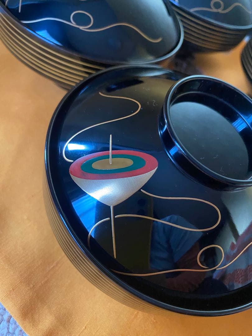 吸物椀　独楽　加賀蒔絵　五客