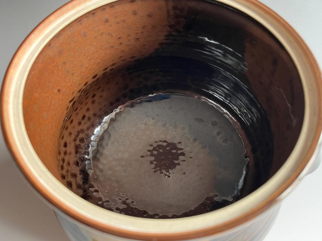 げんじょー　陽炎園　膳所焼　下耳付水指　尋牛斎書付