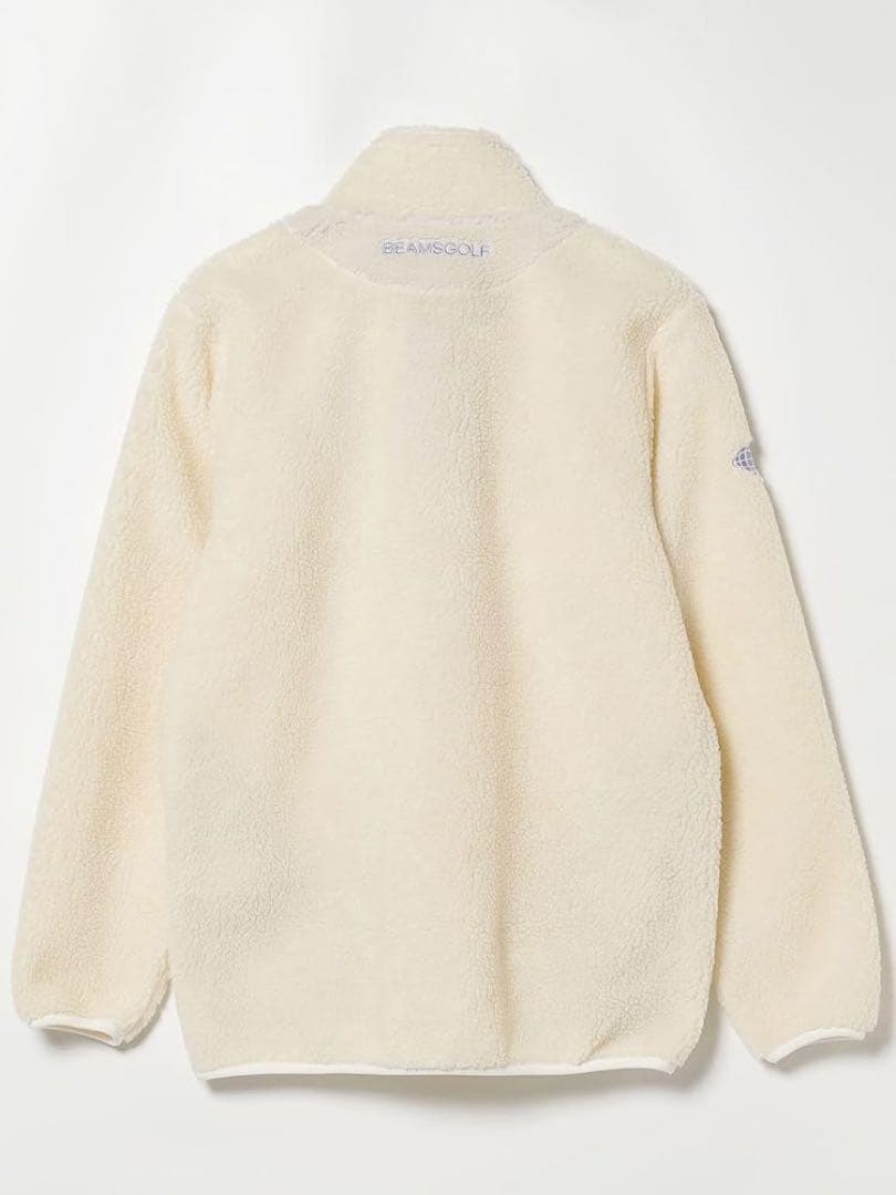 美品 ビームスゴルフ ボアジャケット ロゴ刺繍 XL ホワイト フリース 防寒