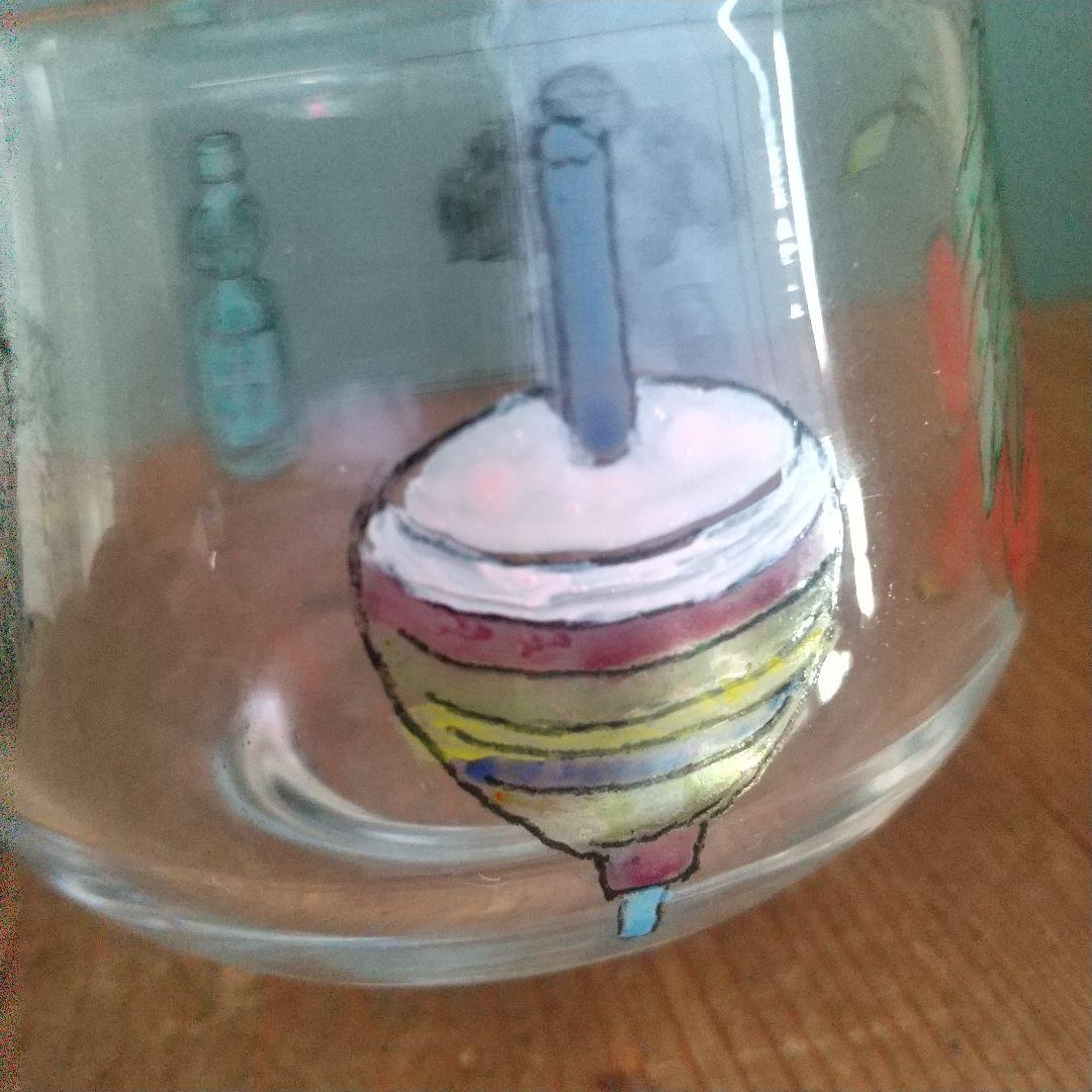 美品　木越あい　しりとり文グラス　ネコ　マウンテンゴリラ　ガラス作家