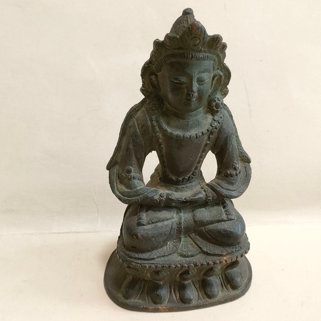 明仏　古銅製　観音坐像　時代物アンティーク　中国美術No.230