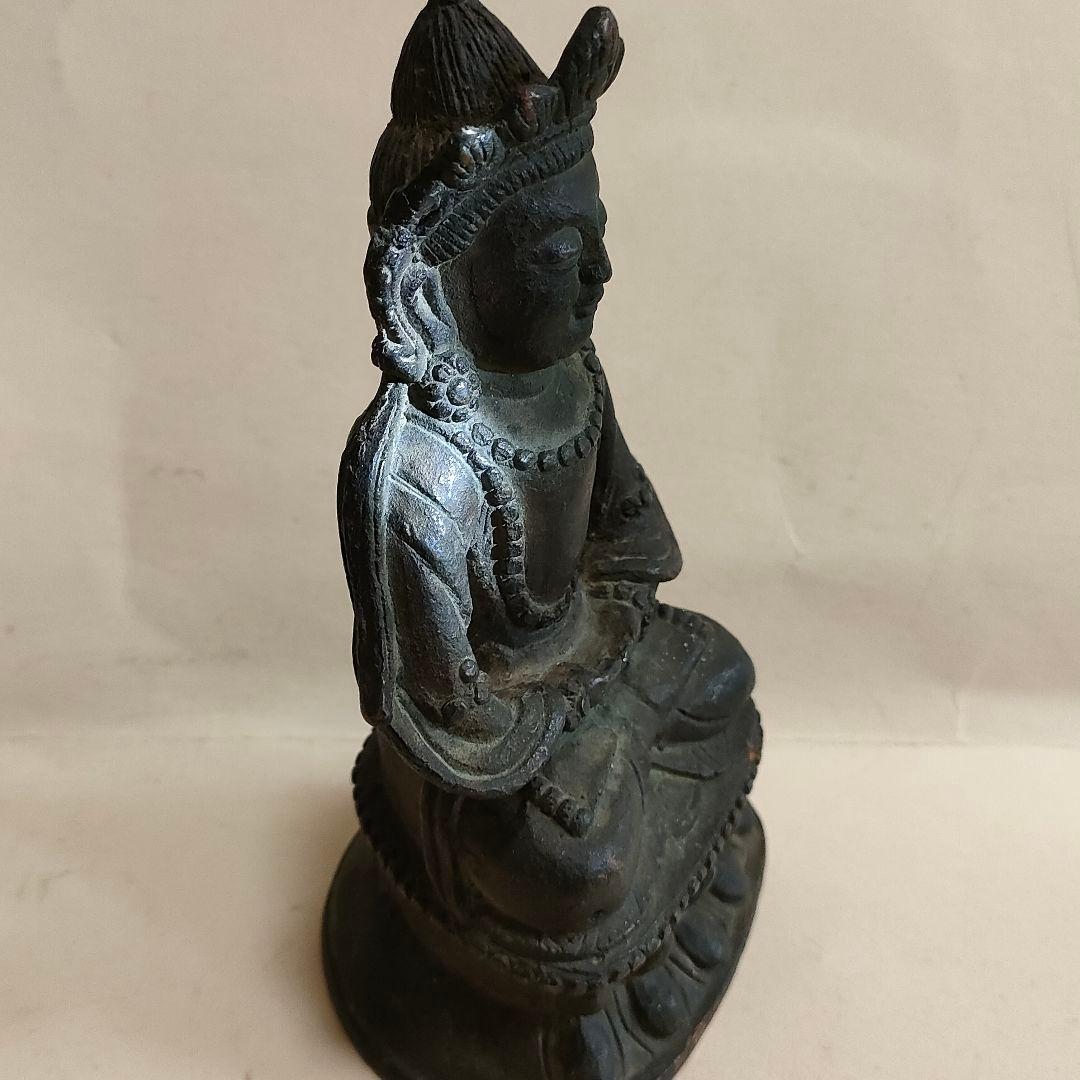 明仏　古銅製　観音坐像　時代物アンティーク　中国美術No.230